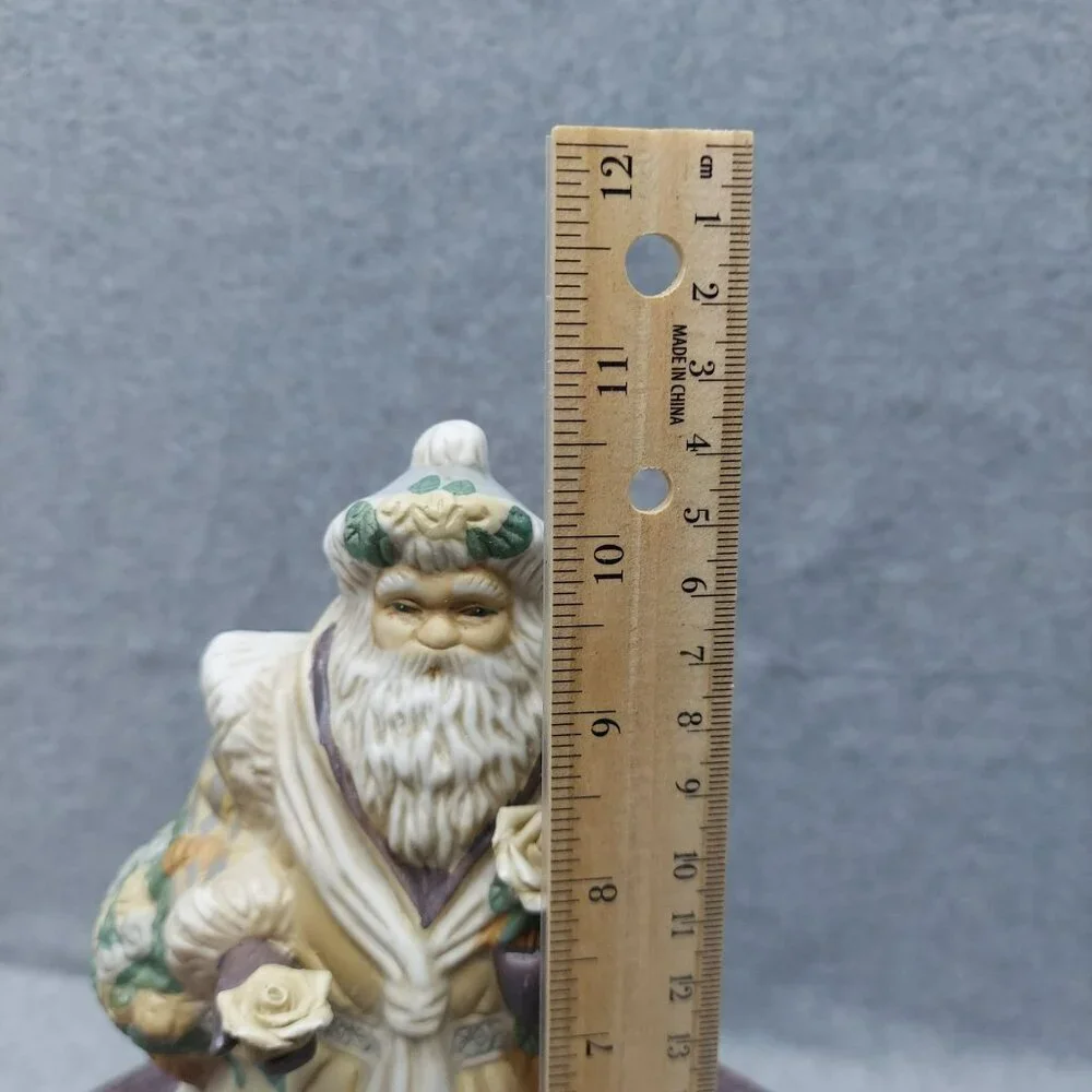 Old World Santa Claus Collectible Porcelain Figurine With Intricate Floral Detai